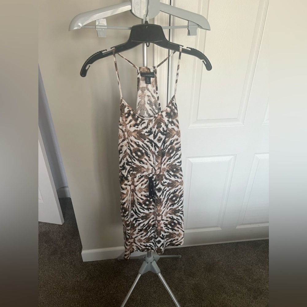 Cynthia Rowley Brown & White Racerback Drawstring Waist Dress Size 4 NWOT